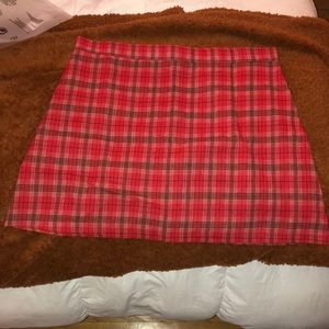 red plaid skirt